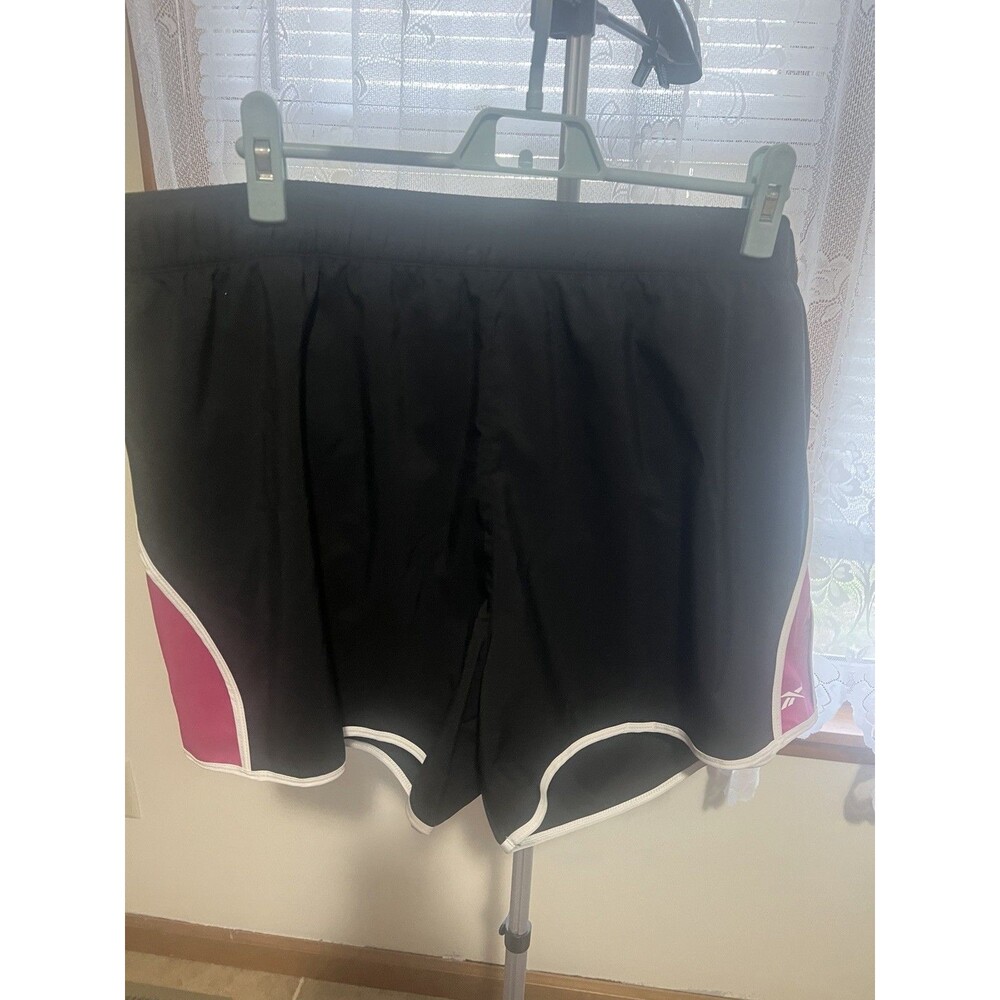 Reebok Women's Plus Size Athletic Running Shorts Black Pink Recycled Colorblock